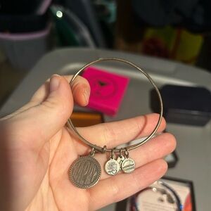 Happy Silver Charm Bangle Bracelet